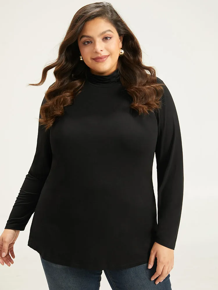 Cotton Solid Funnel Neck T-shirt sold by Bloomchic product image thumbnail 5
