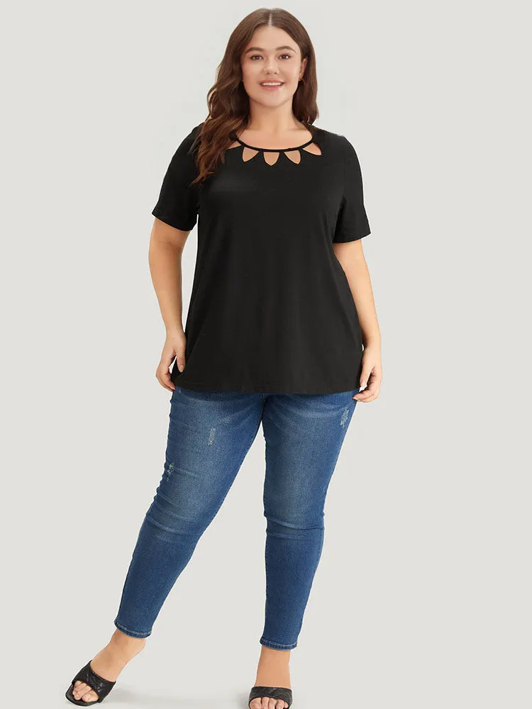 Supersoft Essentials Solid Crew Neck Cut Out T-shirt sold by Bloomchic product image thumbnail 5