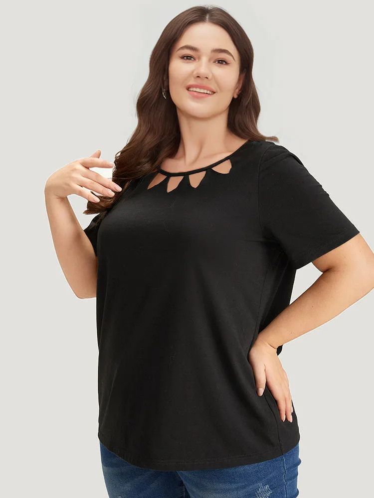 Supersoft Essentials Solid Crew Neck Cut Out T-shirt sold by Bloomchic product image thumbnail 3