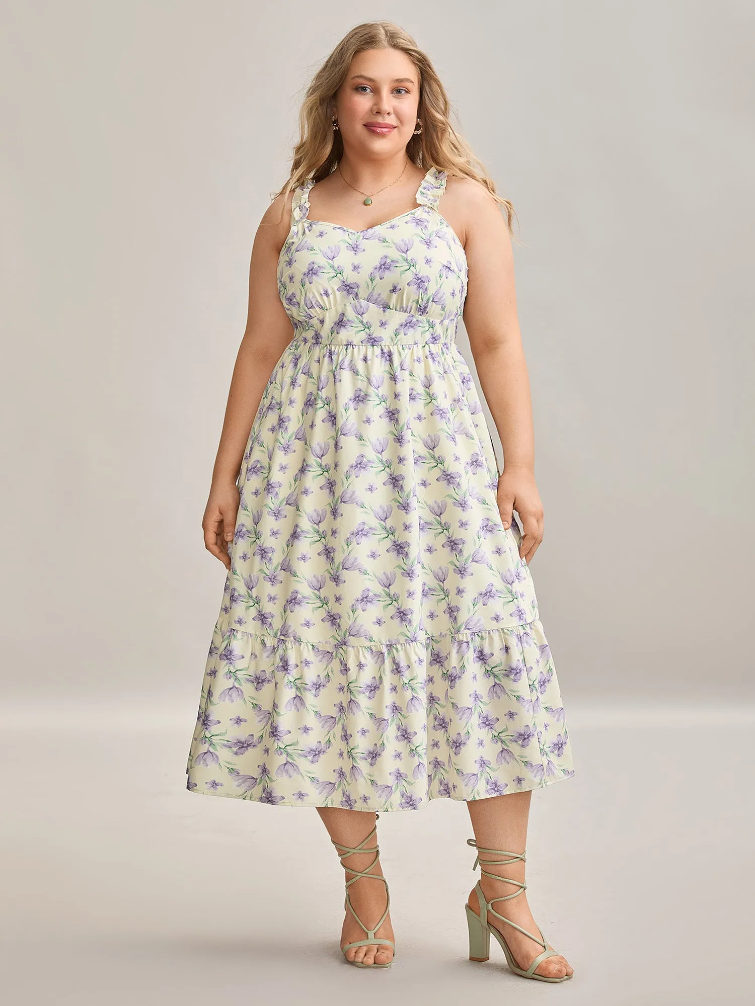 Vine Floral Pockets Stretchy Waist Midi Dress sold by Bloomchic product image thumbnail 3