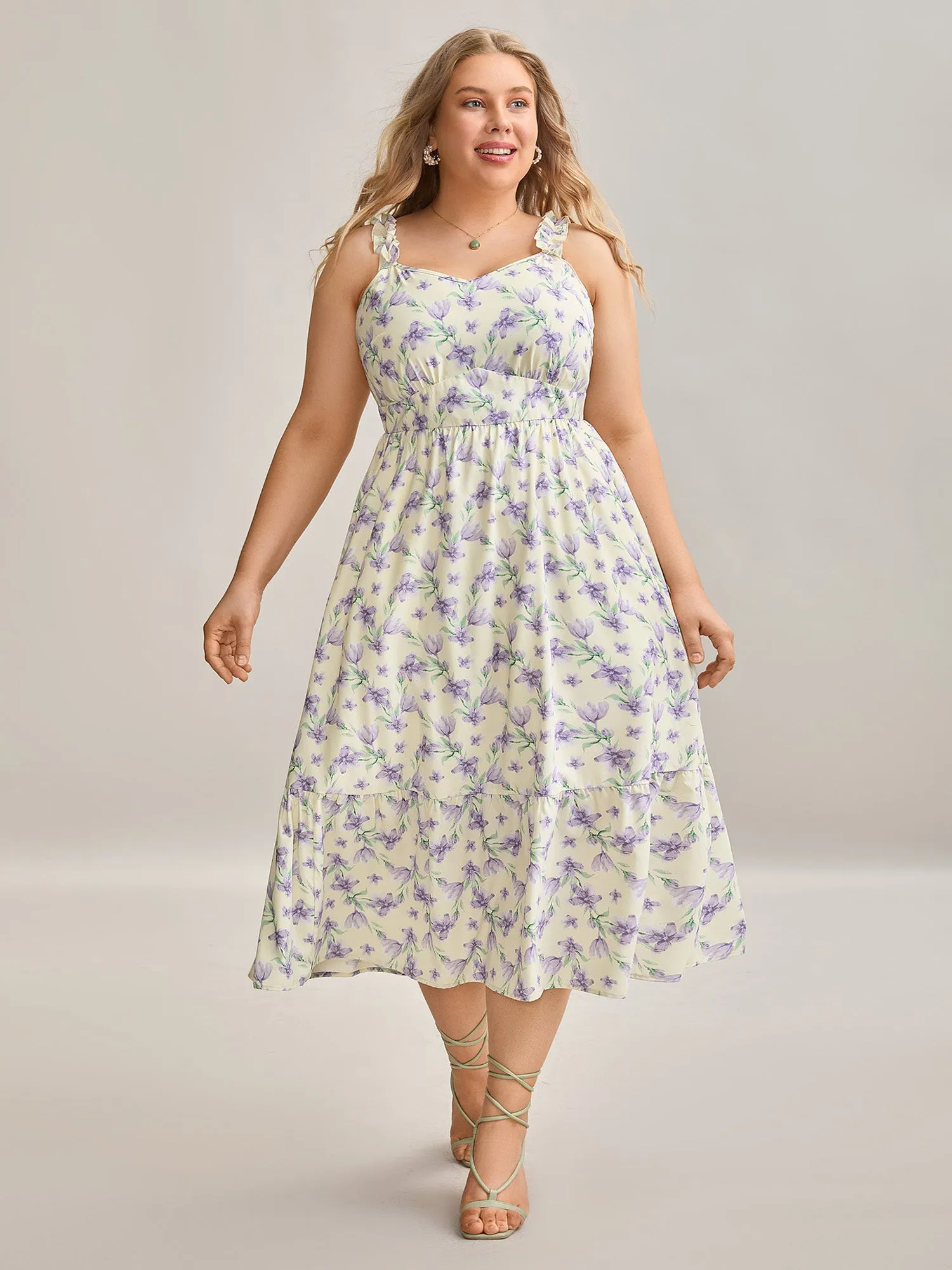 Vine Floral Pockets Stretchy Waist Midi Dress sold by Bloomchic