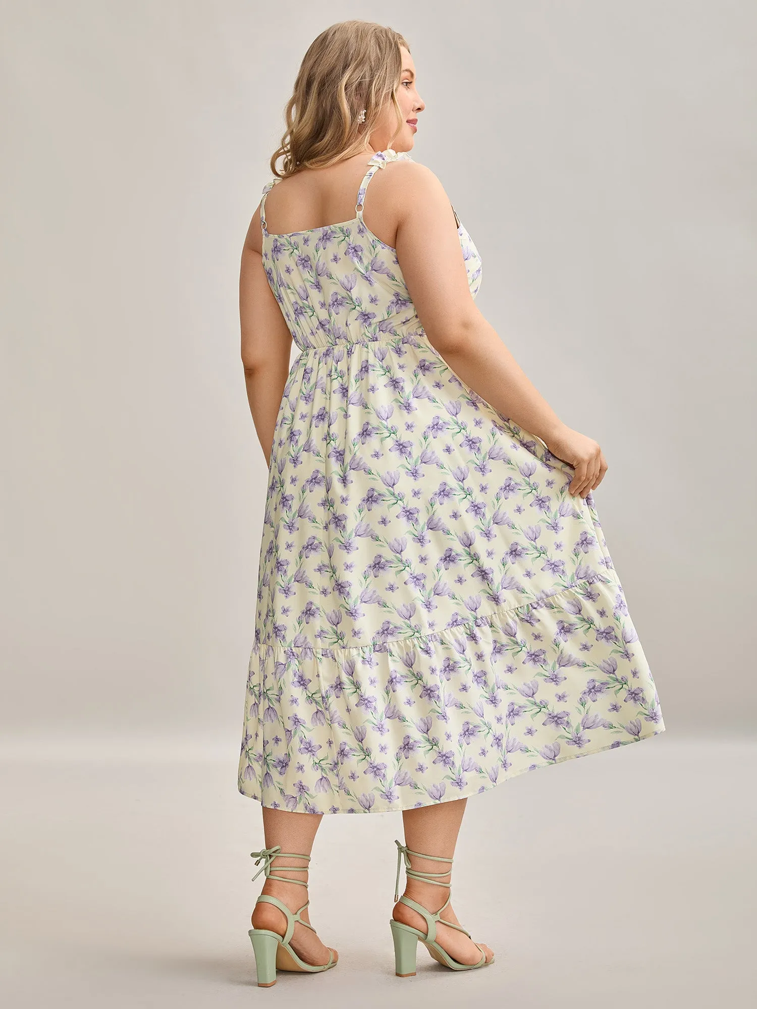 Vine Floral Pockets Stretchy Waist Midi Dress sold by Bloomchic product image thumbnail 4