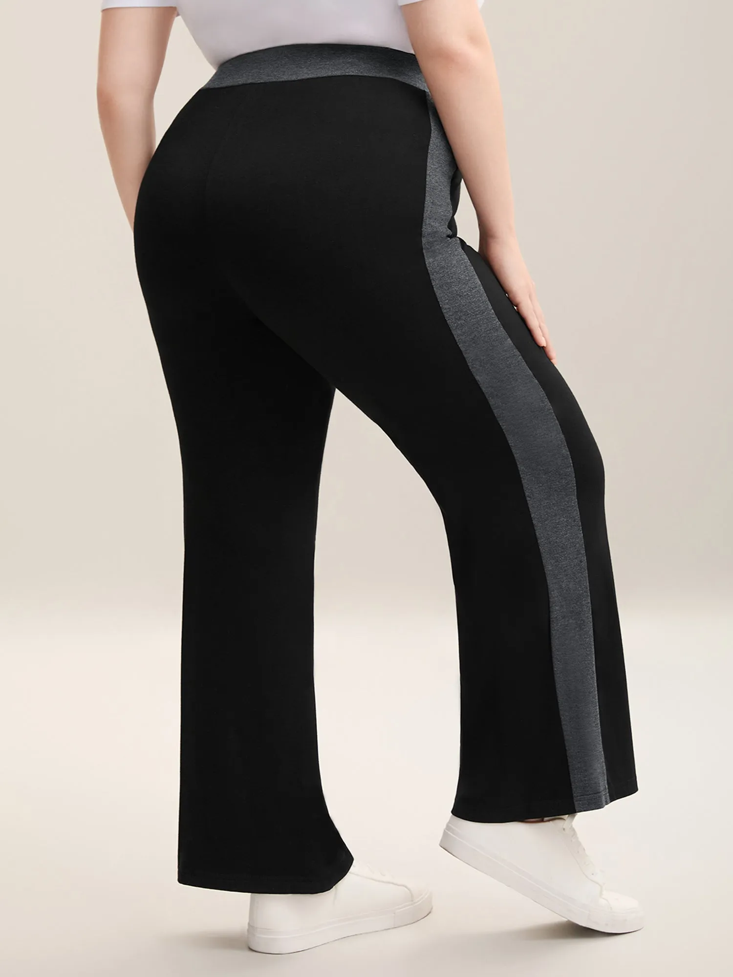 Heathered Color Block Drawstring Bootcut Pants sold by Bloomchic product image thumbnail 4