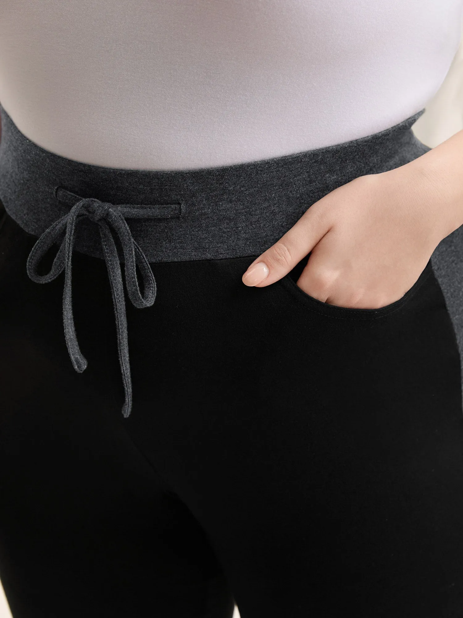 Heathered Color Block Drawstring Bootcut Pants sold by Bloomchic product image thumbnail 5