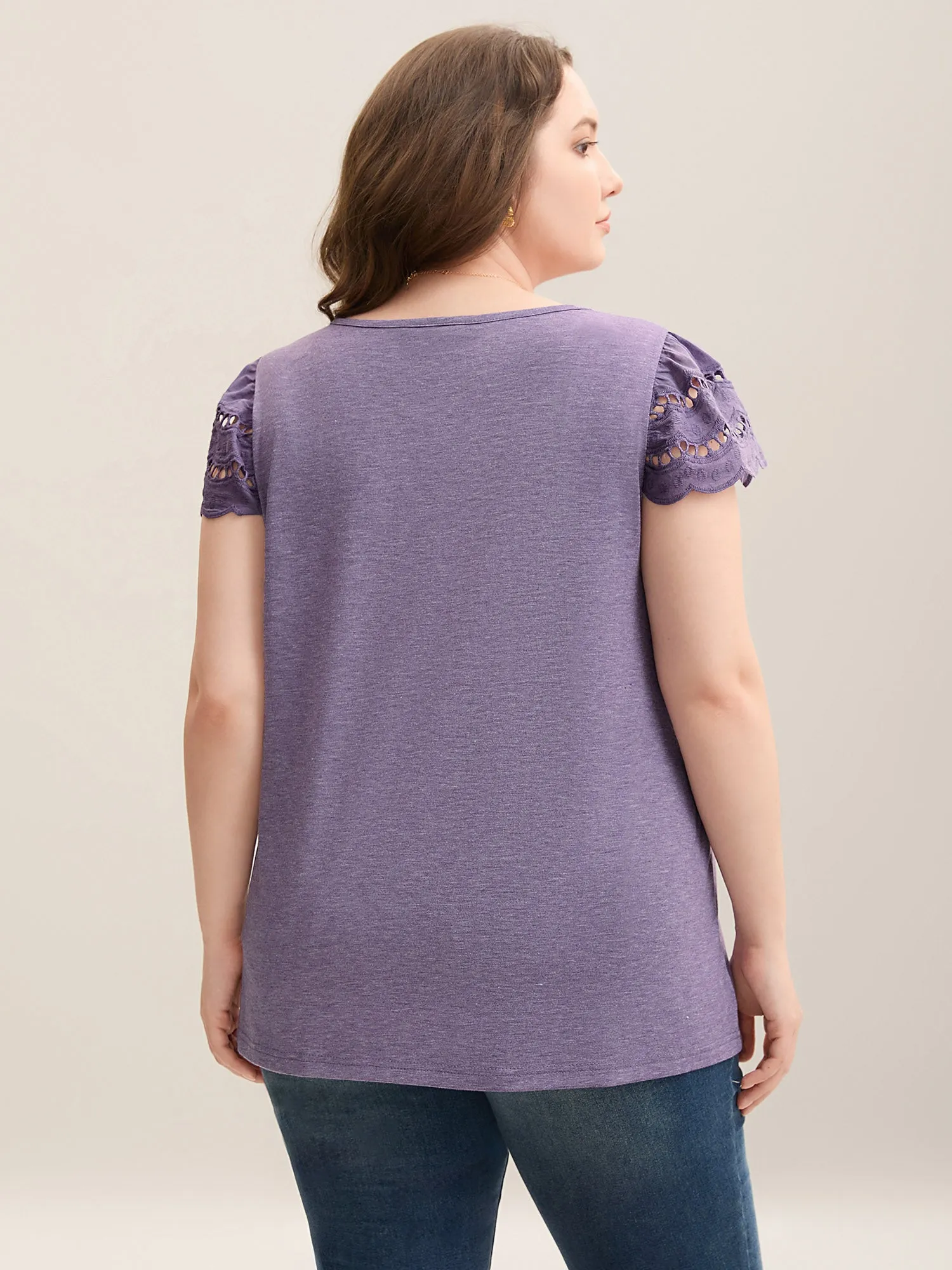 Cut-Out Sleeve Stretchy Spliced Plain Top sold by Bloomchic product image thumbnail 4