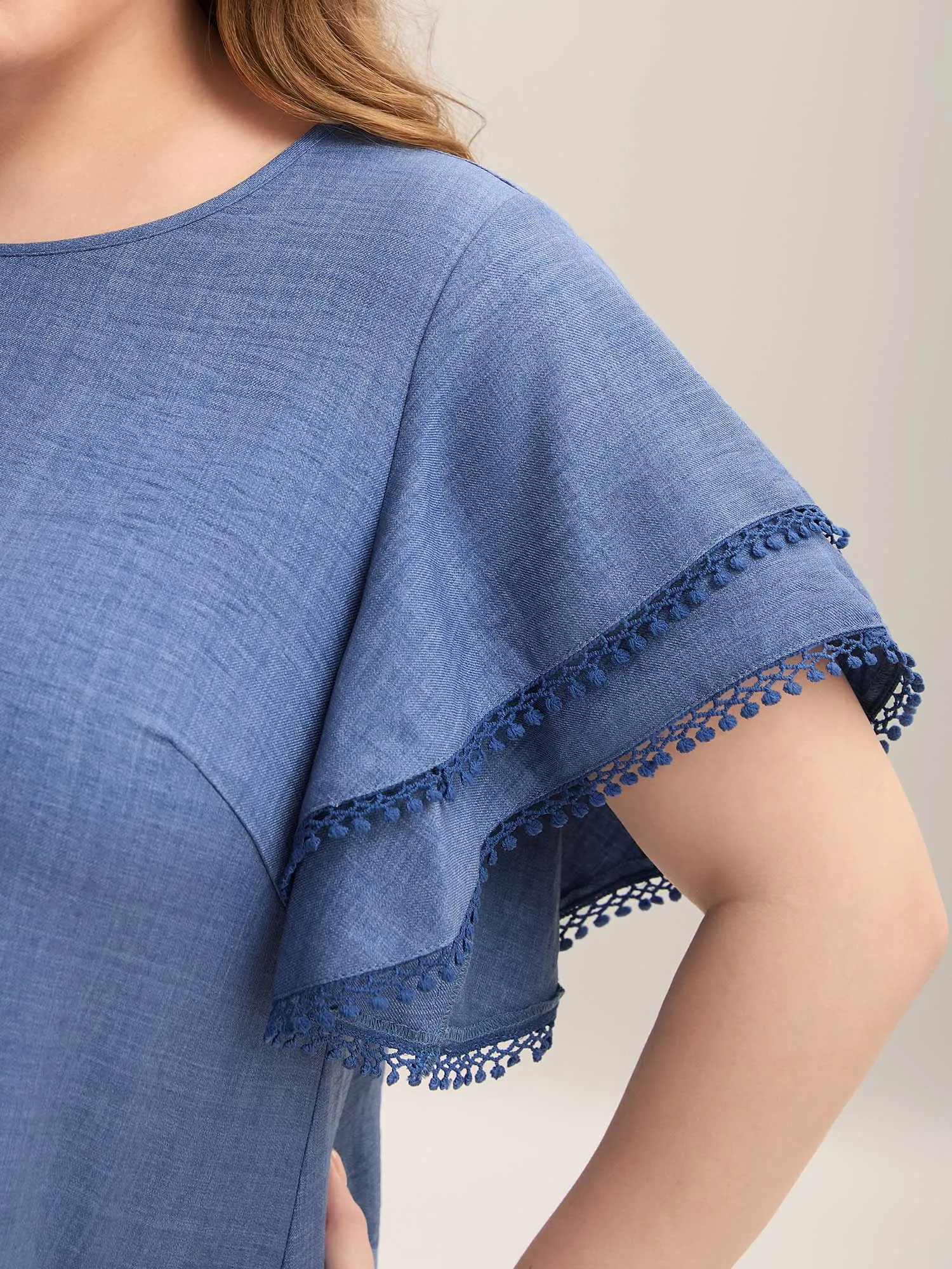 Textured Layered Ruffle Sleeve Lace Blouse sold by Bloomchic product image thumbnail 2