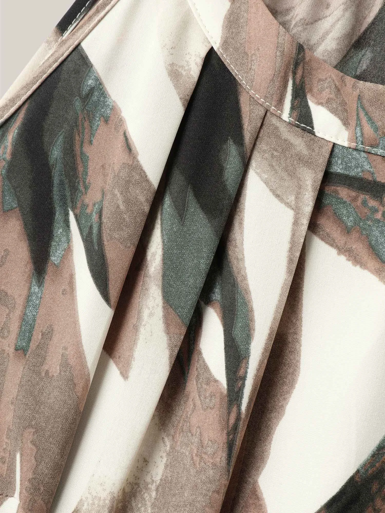 Leaf Print Halter Neck Tiered Midi Dress sold by Bloomchic product image thumbnail 5