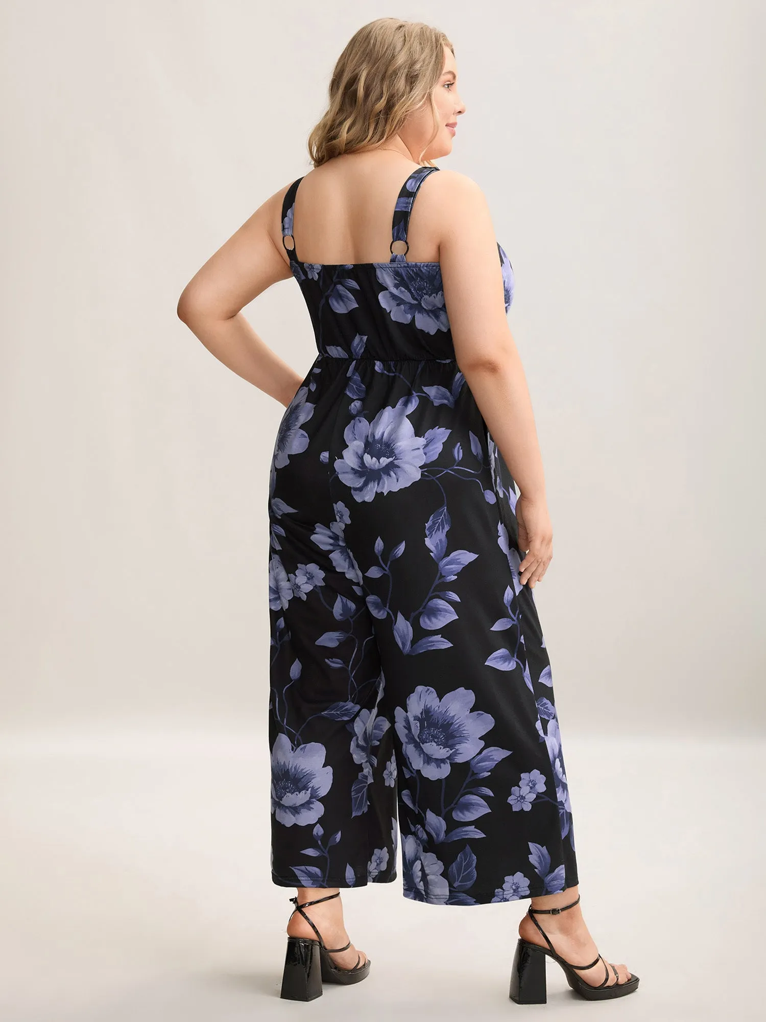 Floral Print Stretchy Adjustable Straps Jumpsuit sold by Bloomchic product image thumbnail 5
