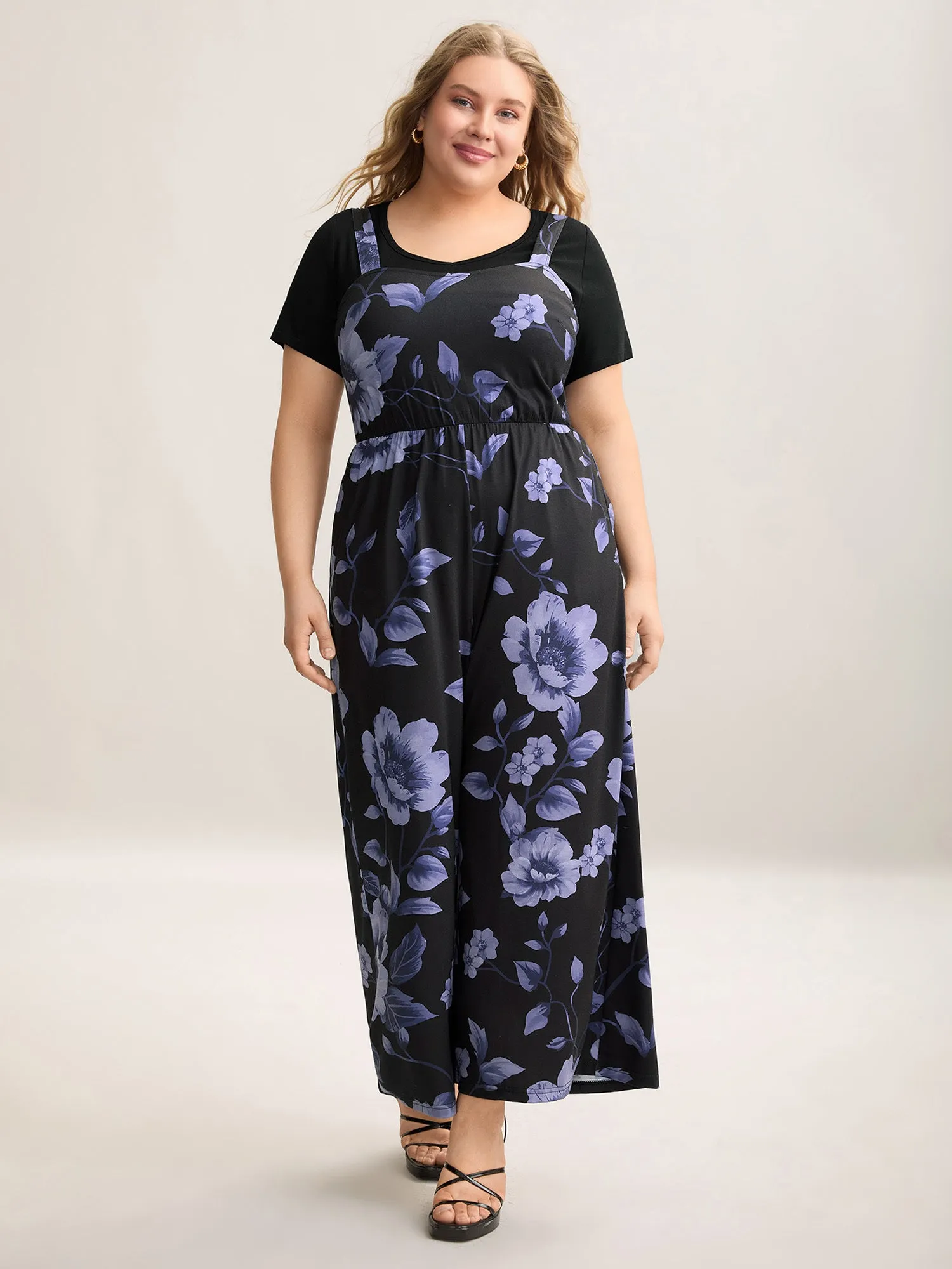 Floral Print Stretchy Adjustable Straps Jumpsuit sold by Bloomchic product image thumbnail 4