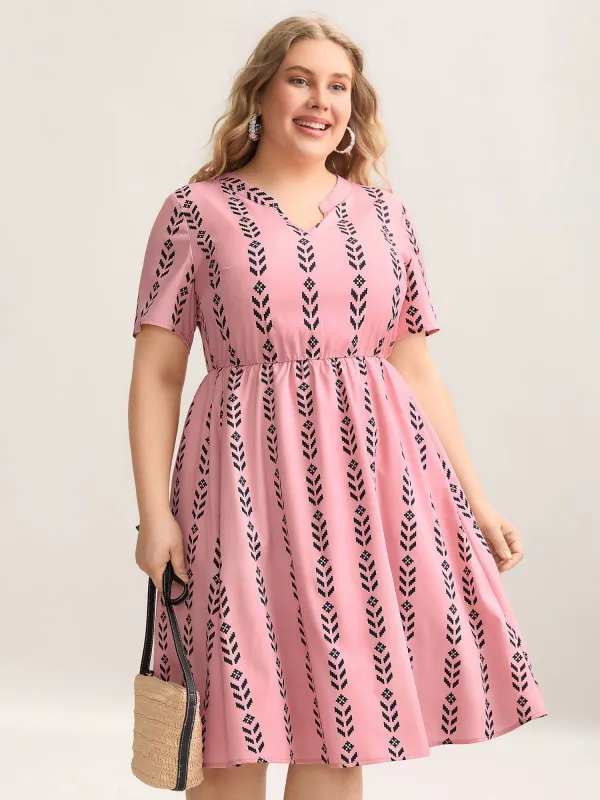 Boho Striped Split Neck Midi Dress sold by Bloomchic