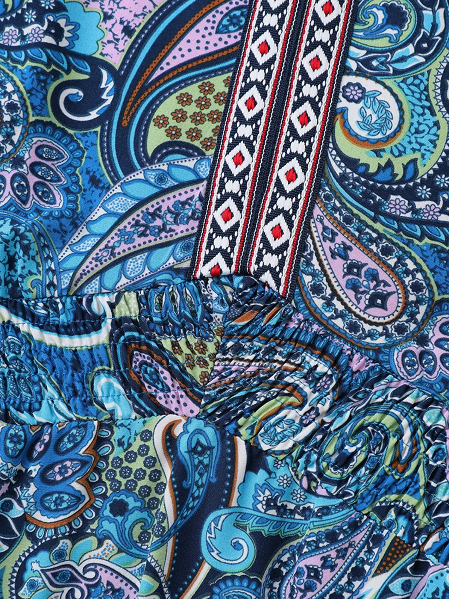 Paisley Print Stretchy Waist Pockets Midi Dress sold by Bloomchic product image thumbnail 5