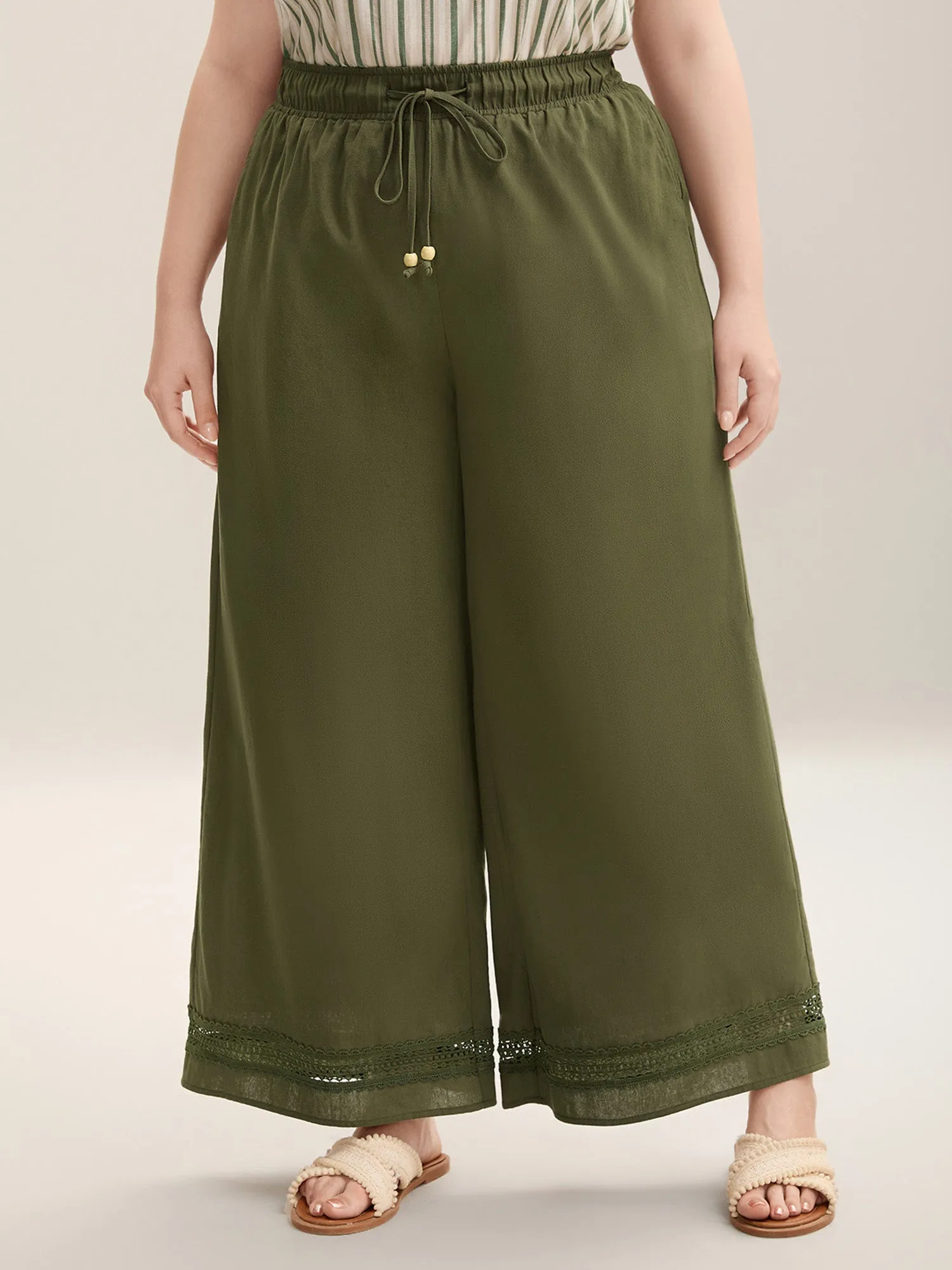 Drawstring Lace Detail Wide-Leg Pants sold by Bloomchic product image thumbnail 4