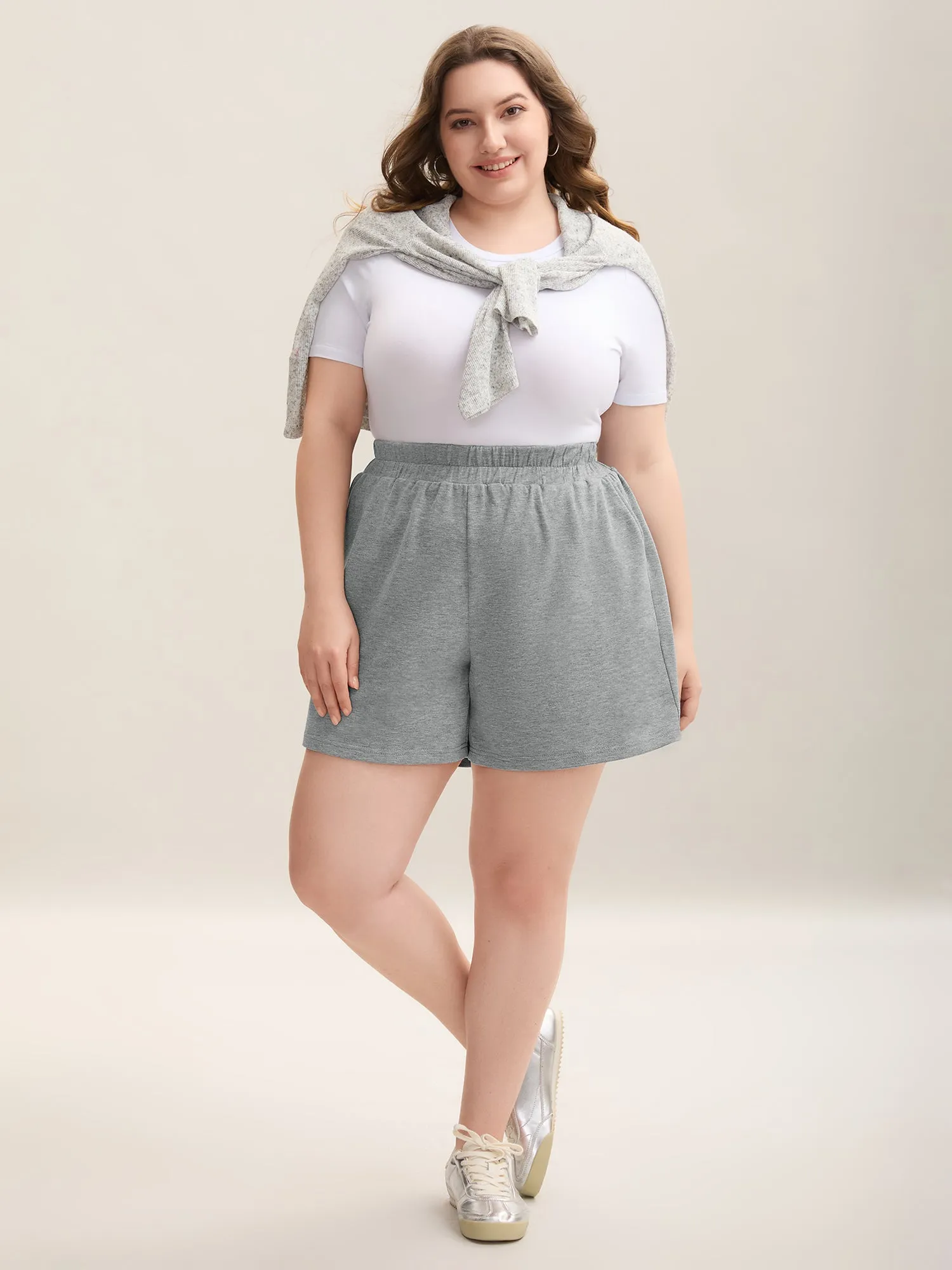 Textured Stretchy Waist Solid Short sold by Bloomchic product image thumbnail 3