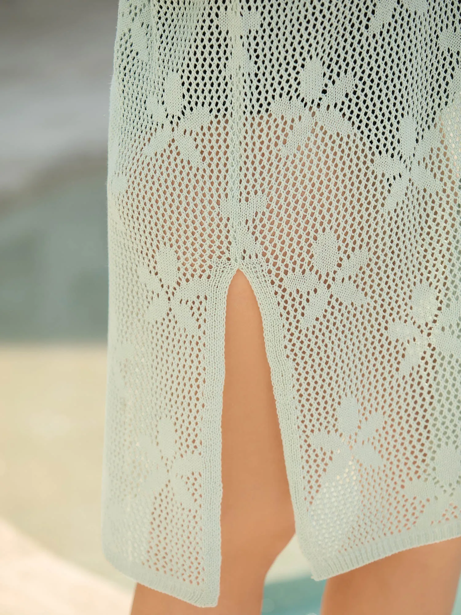 Sheer Cut-Out Floral Pattern Swim Cover-Up sold by Bloomchic product image thumbnail 5