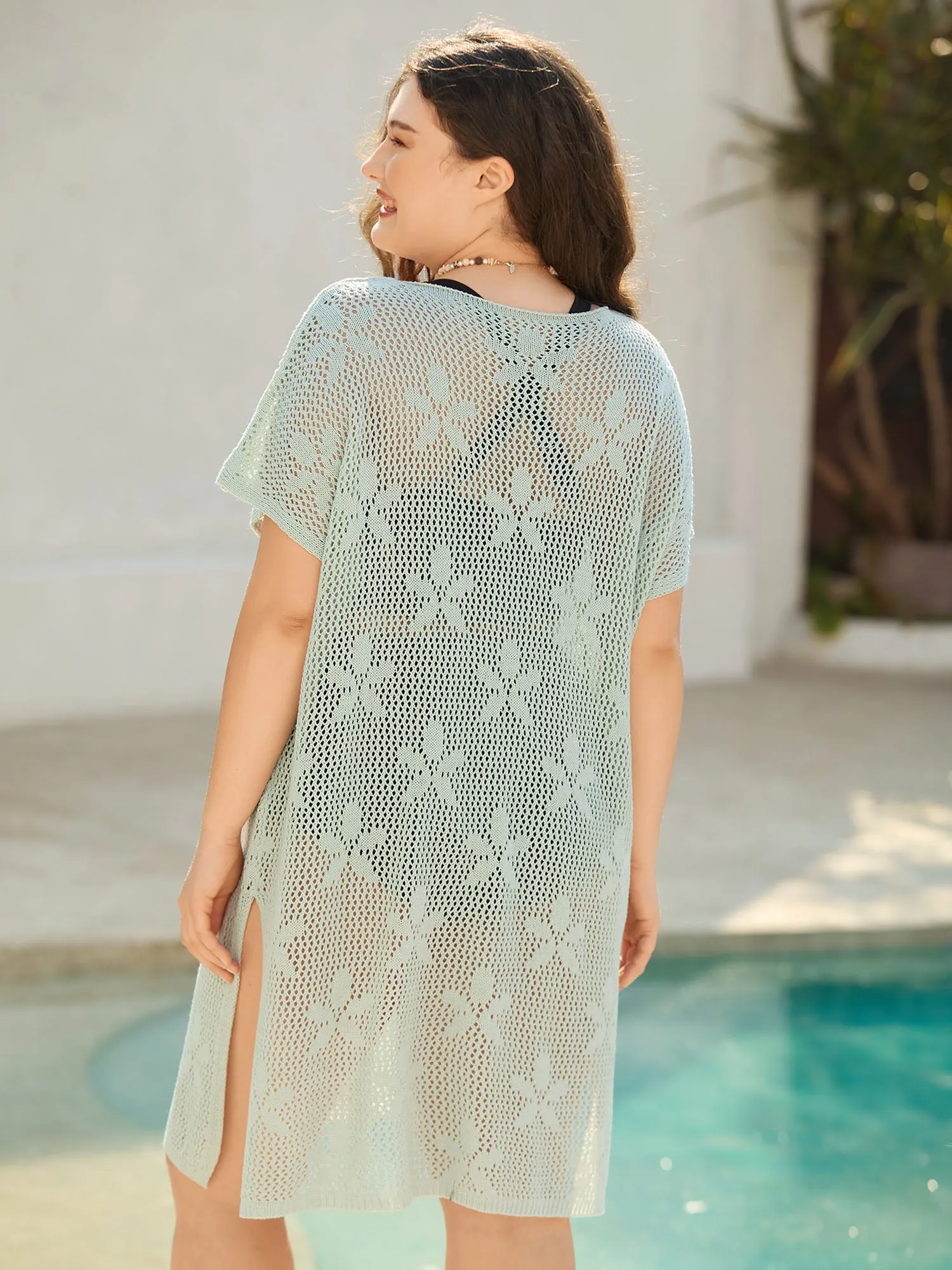 Sheer Cut-Out Floral Pattern Swim Cover-Up sold by Bloomchic product image thumbnail 2