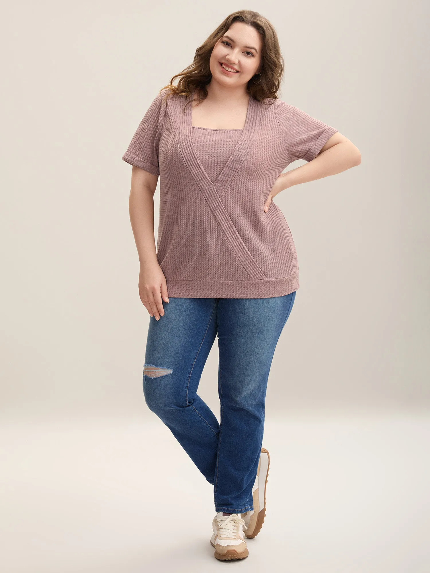2-in-1 Wrap Textured Solid T-Shirt sold by Bloomchic product image thumbnail 3