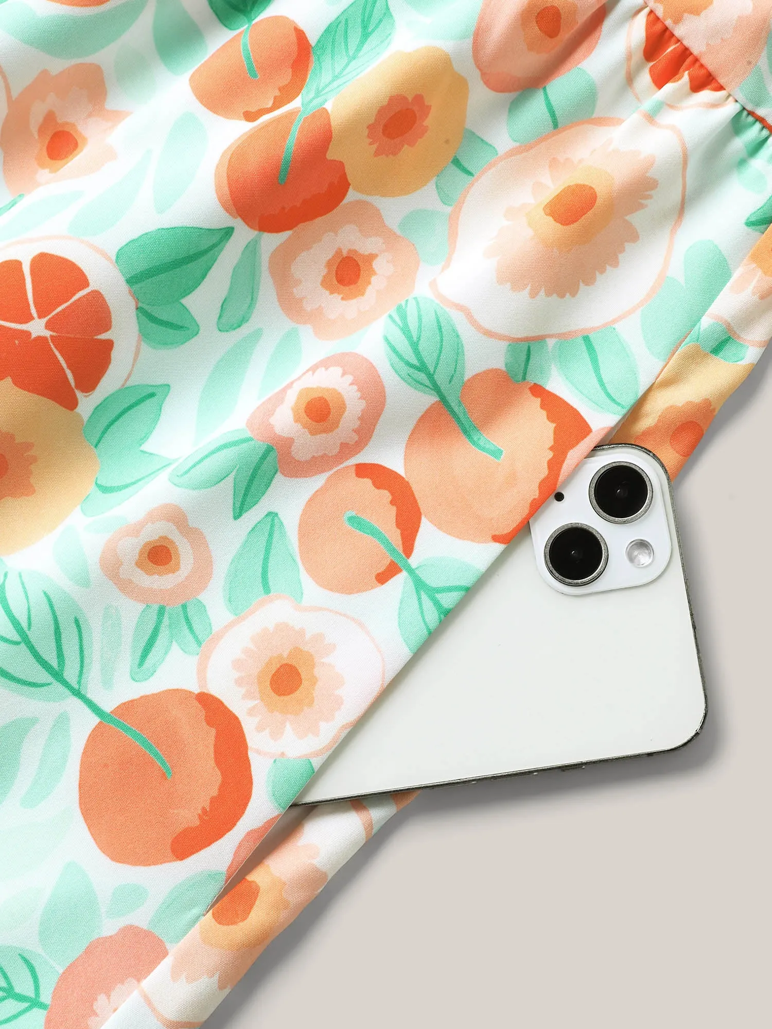 Fruity Print Square Neck Puff Sleeve Dress sold by Bloomchic product image thumbnail 5