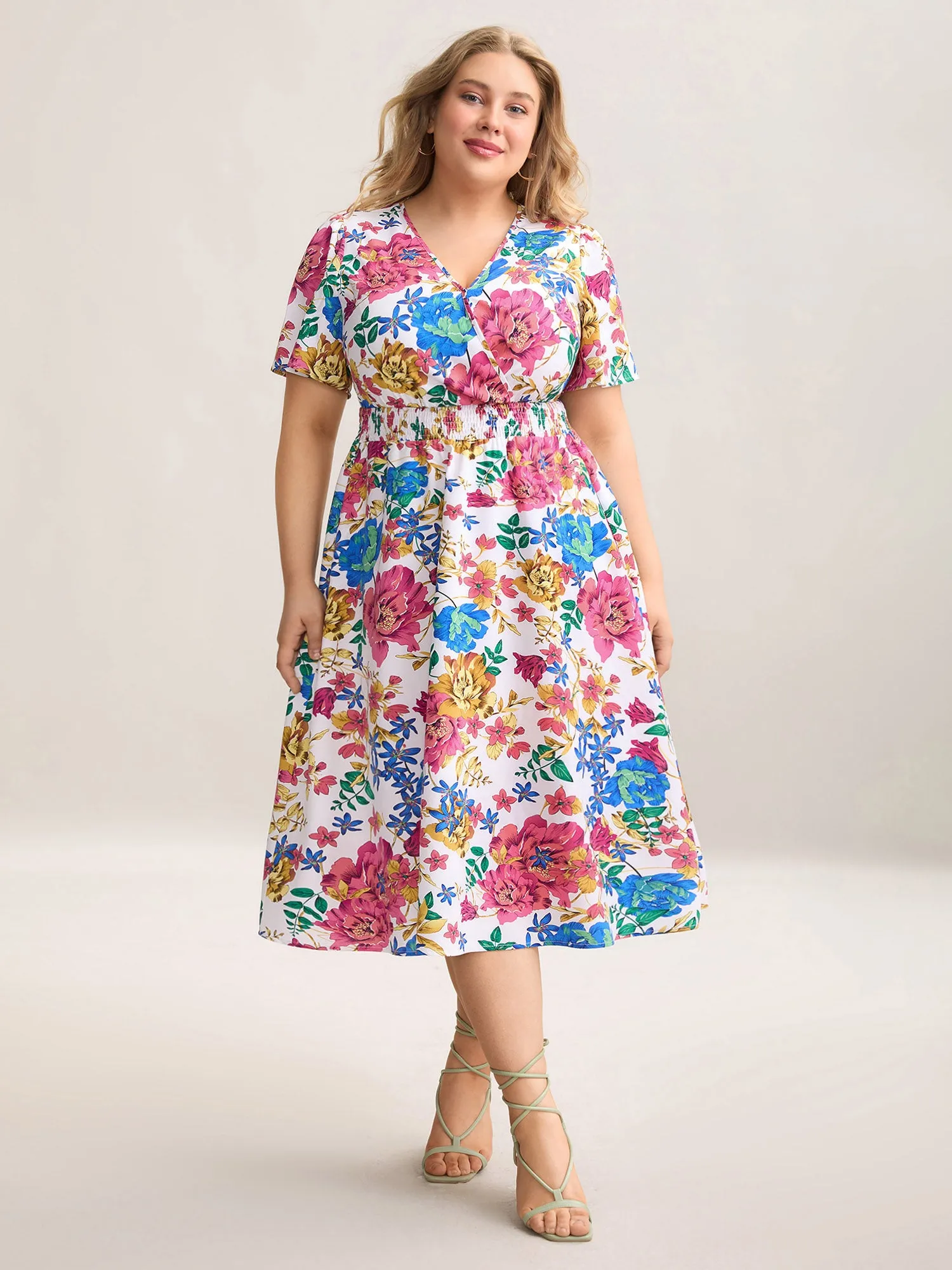 Blooming Flowers Surplice Neck Pockets Dress sold by Bloomchic