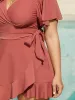 Side Tie Ruffled Tiered Swim Dress sold by Bloomchic