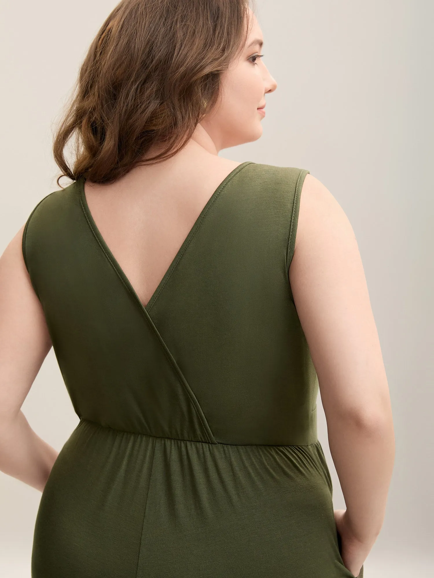 Stretchy Knit Pockets Cross Back Jumpsuit sold by Bloomchic product image thumbnail 4