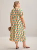 Geometric Pattern Stretchy Waist Pockets Midi Dress sold by Bloomchic