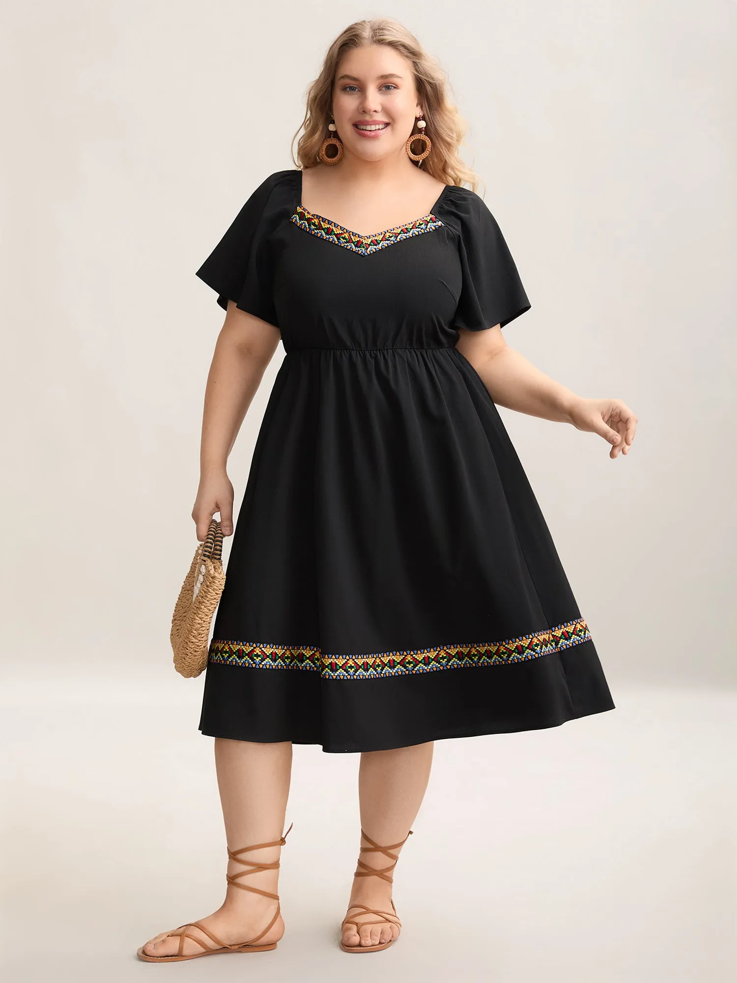 Textured Stretchy Waist Pockets Midi Dress sold by Bloomchic product image thumbnail 3