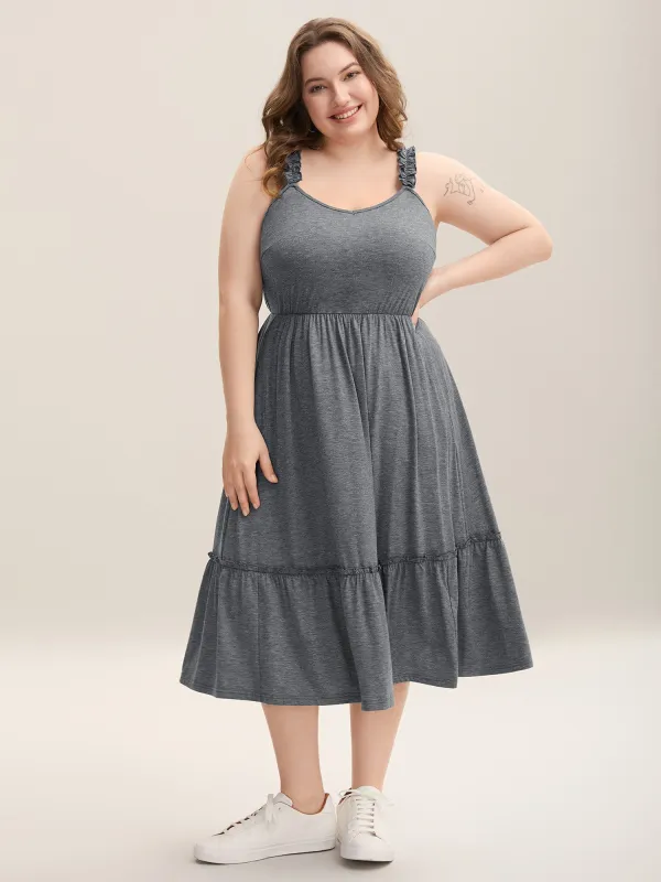 Supersoft Heathered Ruched Straps Midi Dress sold by Bloomchic