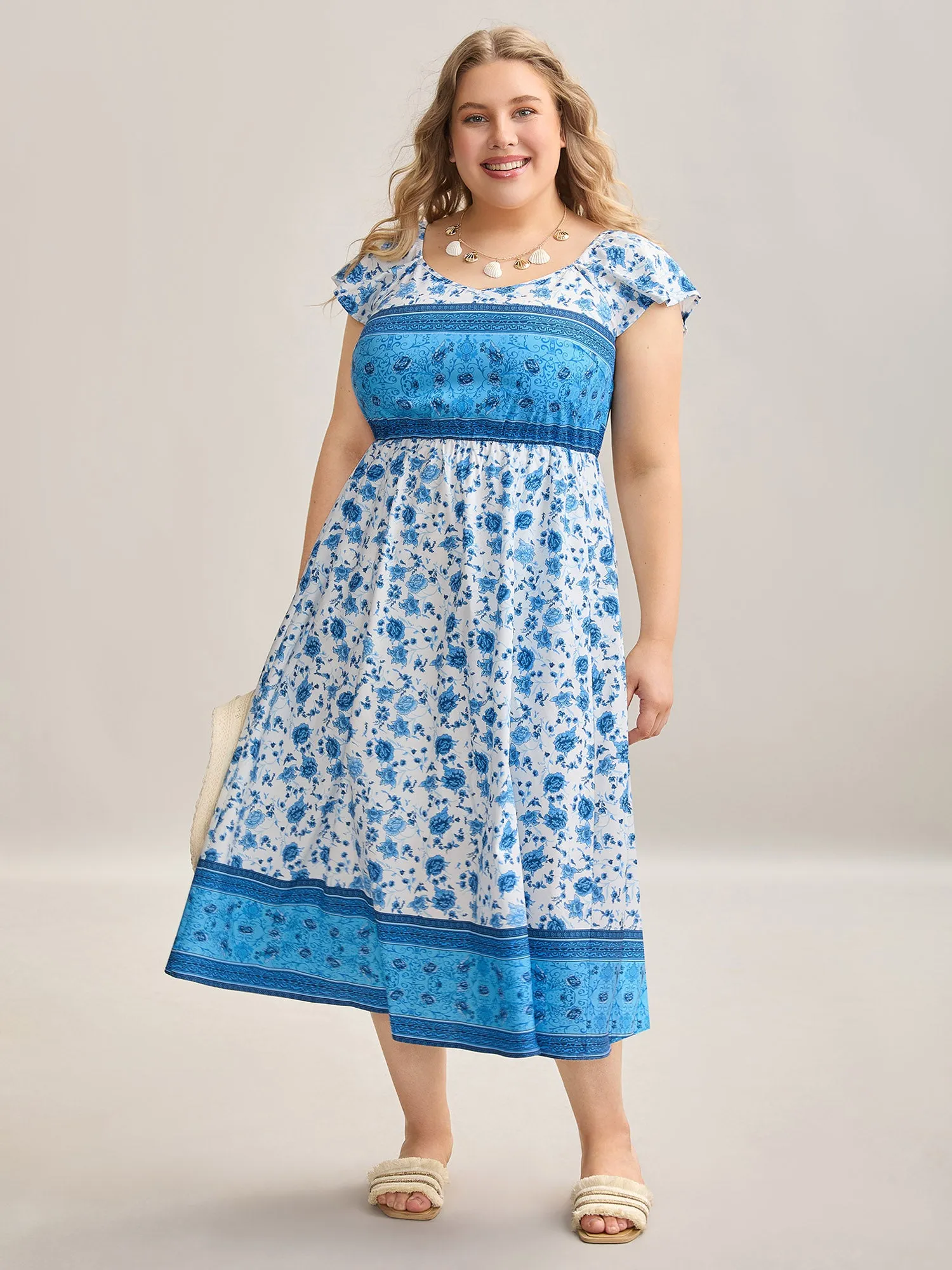 Contrast Floral Print Pockets Midi Dress sold by Bloomchic product image thumbnail 3