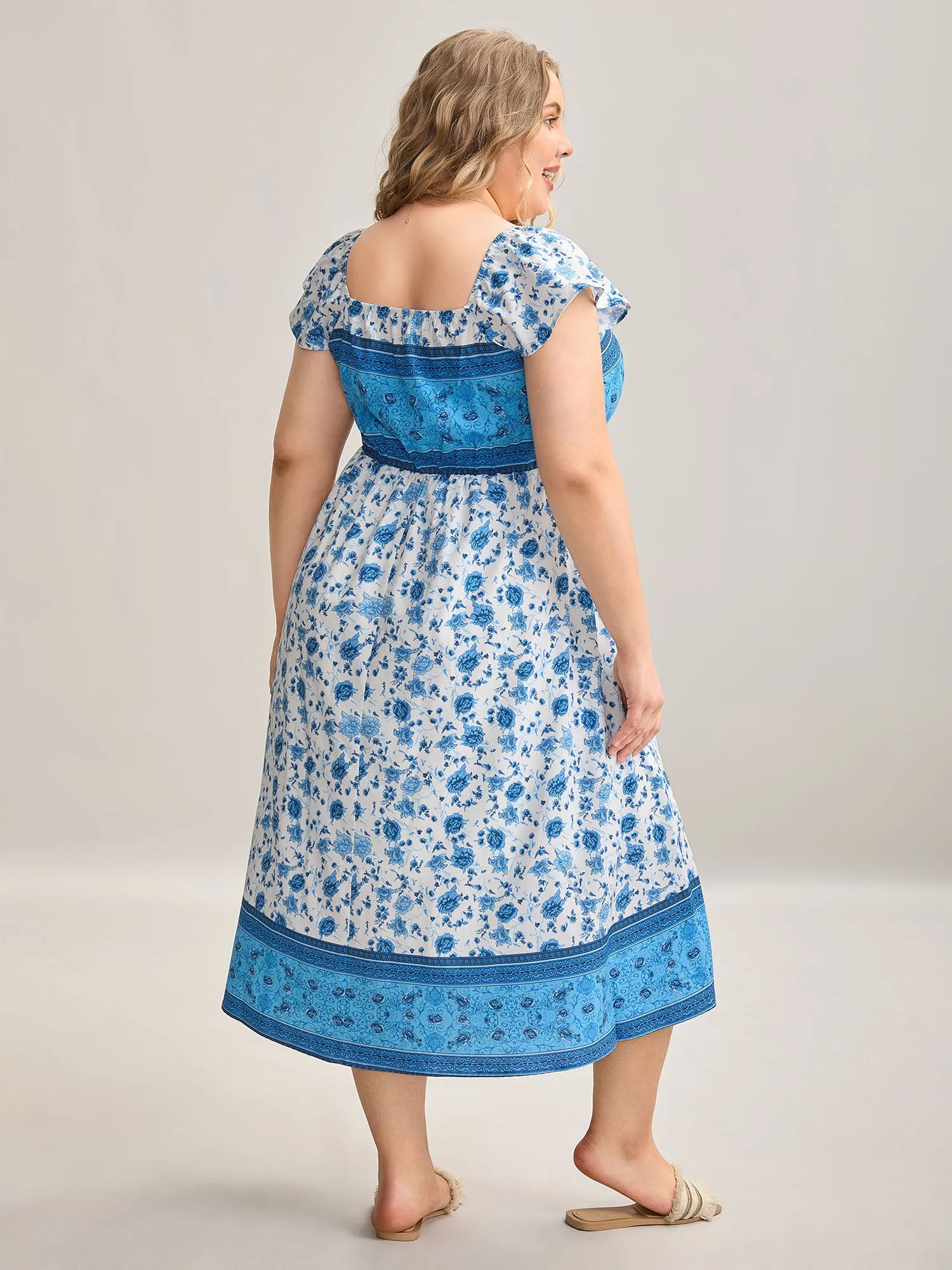 Contrast Floral Print Pockets Midi Dress sold by Bloomchic product image thumbnail 4