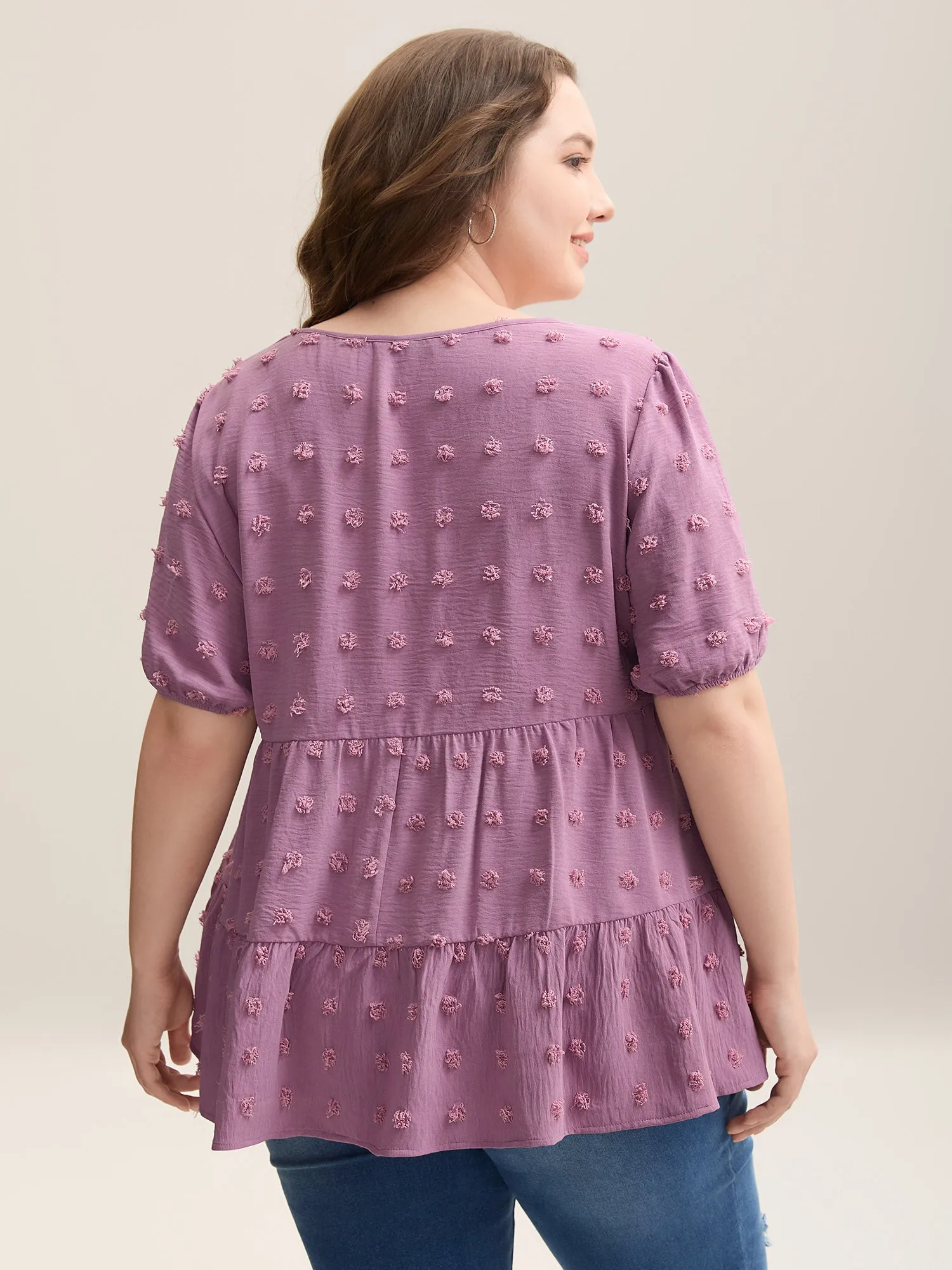Textured Puff Sleeve Tiered Blouse sold by Bloomchic product image thumbnail 4