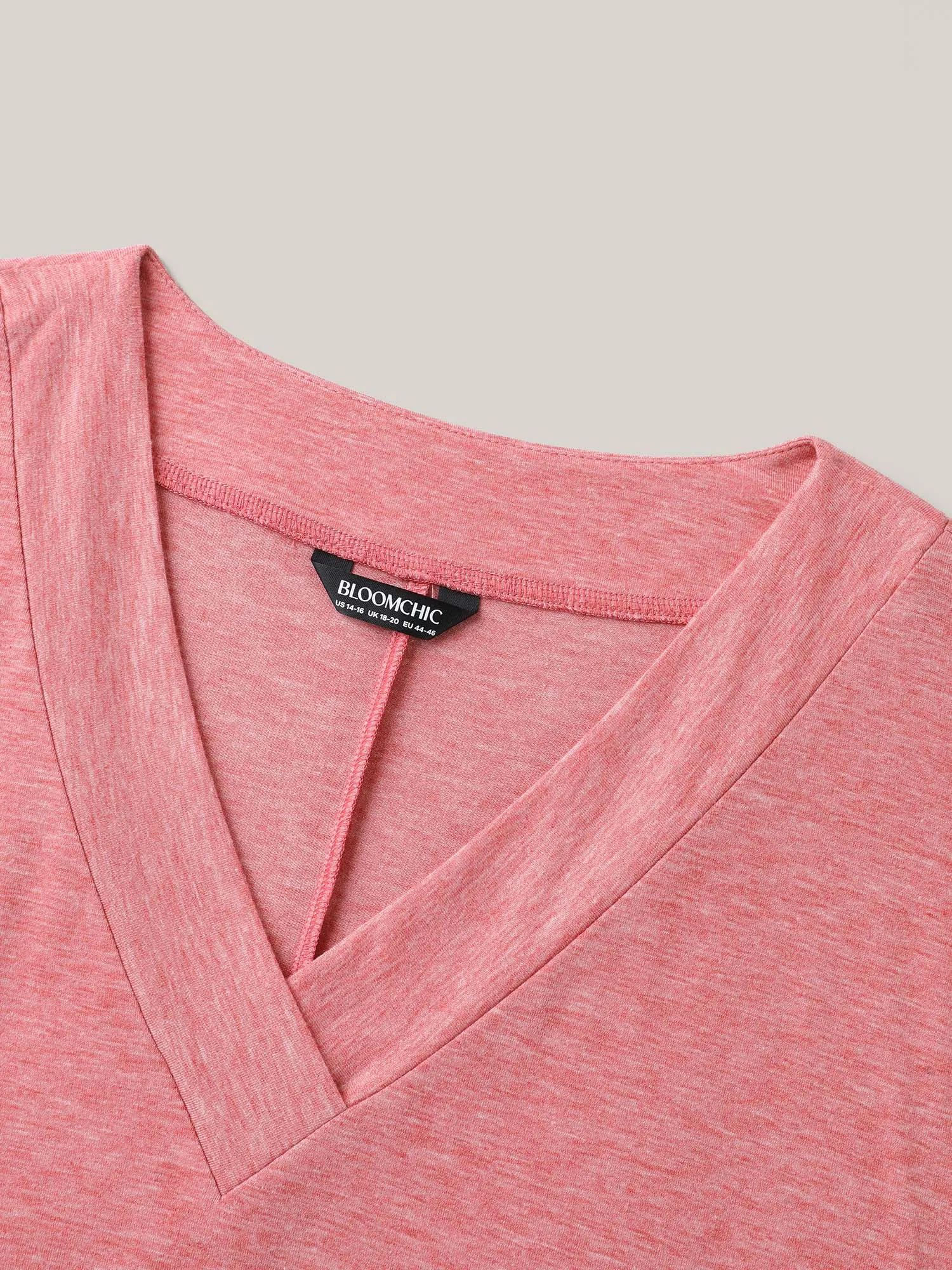 Stretchy Heathered V-Neck Solid T-Shirt sold by Bloomchic product image thumbnail 5