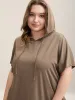 Hooded Drawstring Solid Long T-Shirt sold by Bloomchic