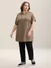 Hooded Drawstring Solid Long T-Shirt sold by Bloomchic