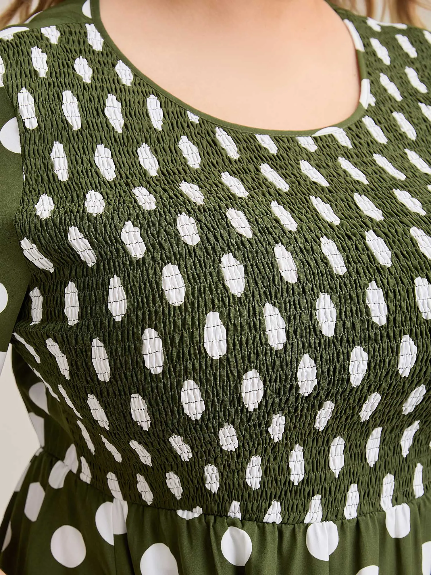 Polka Dot Print Pockets Shirred Maxi Dress sold by Bloomchic product image thumbnail 2