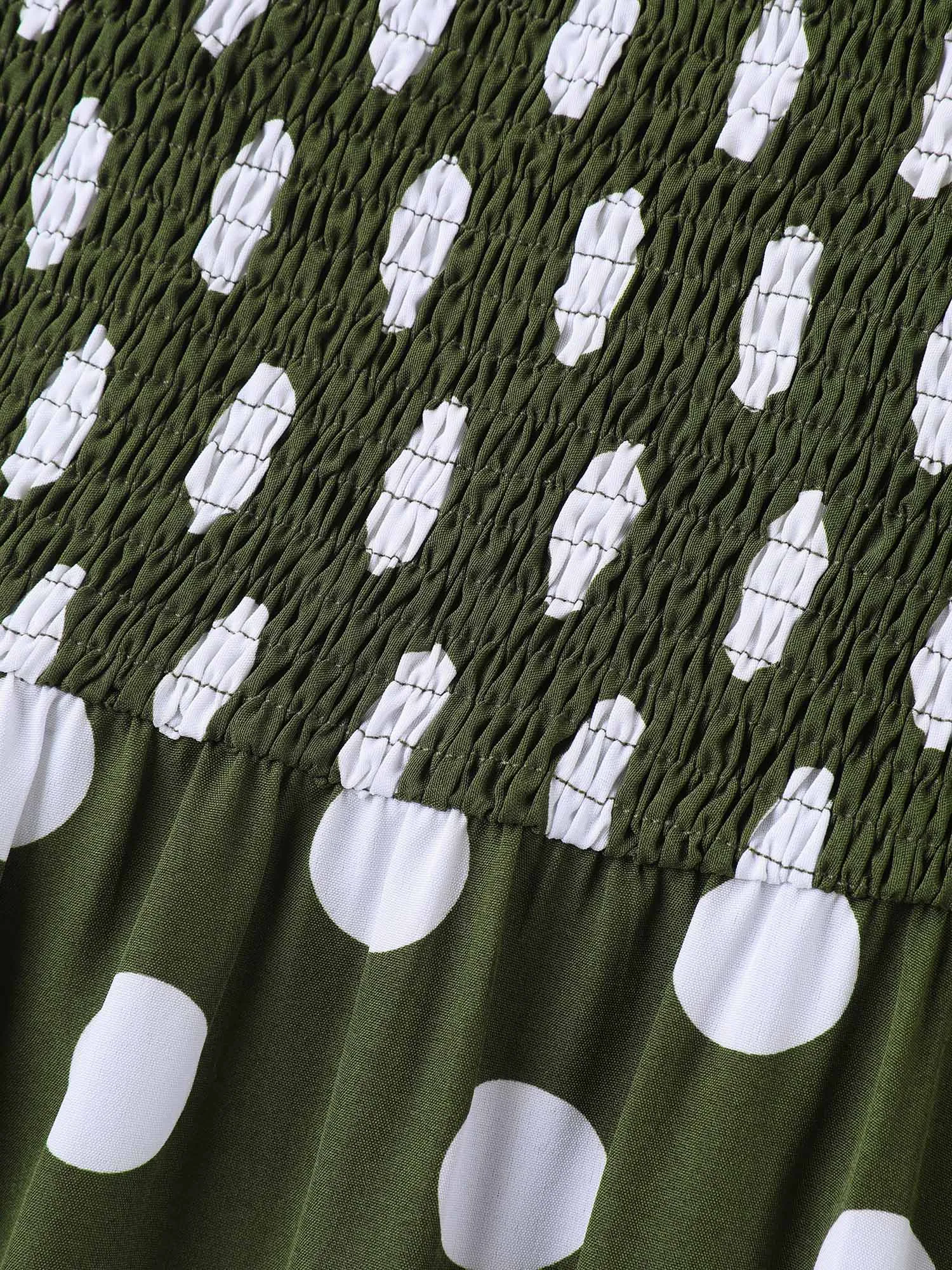 Polka Dot Print Pockets Shirred Maxi Dress sold by Bloomchic product image thumbnail 5