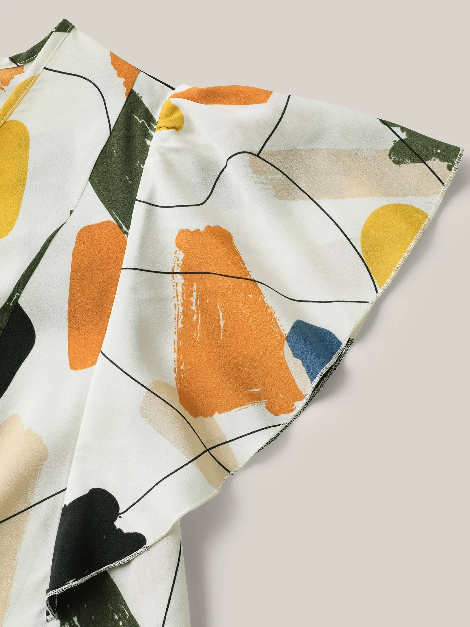 Brush Abstract Print Flounce Sleeve Blouse sold by Bloomchic product image thumbnail 5