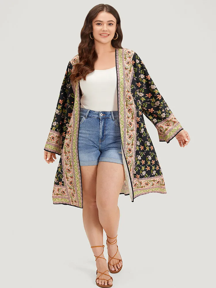Boho Print Ruffle Sleeve Open Front Kimono sold by Bloomchic product image thumbnail 4