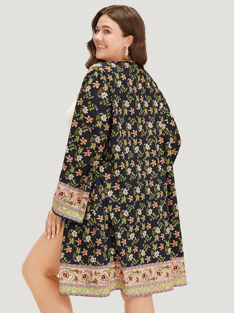 Boho Print Ruffle Sleeve Open Front Kimono sold by Bloomchic product image thumbnail 2