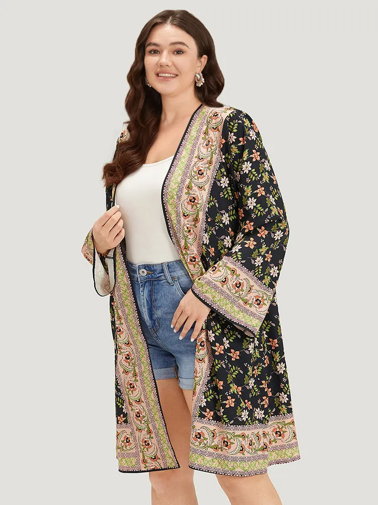 Boho Print Ruffle Sleeve Open Front Kimono sold by Bloomchic product image thumbnail 3
