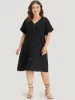 Plain V Neck Button Through Dolman Sleeve Dress sold by Bloomchic