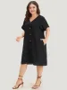 Plain V Neck Button Through Dolman Sleeve Dress sold by Bloomchic