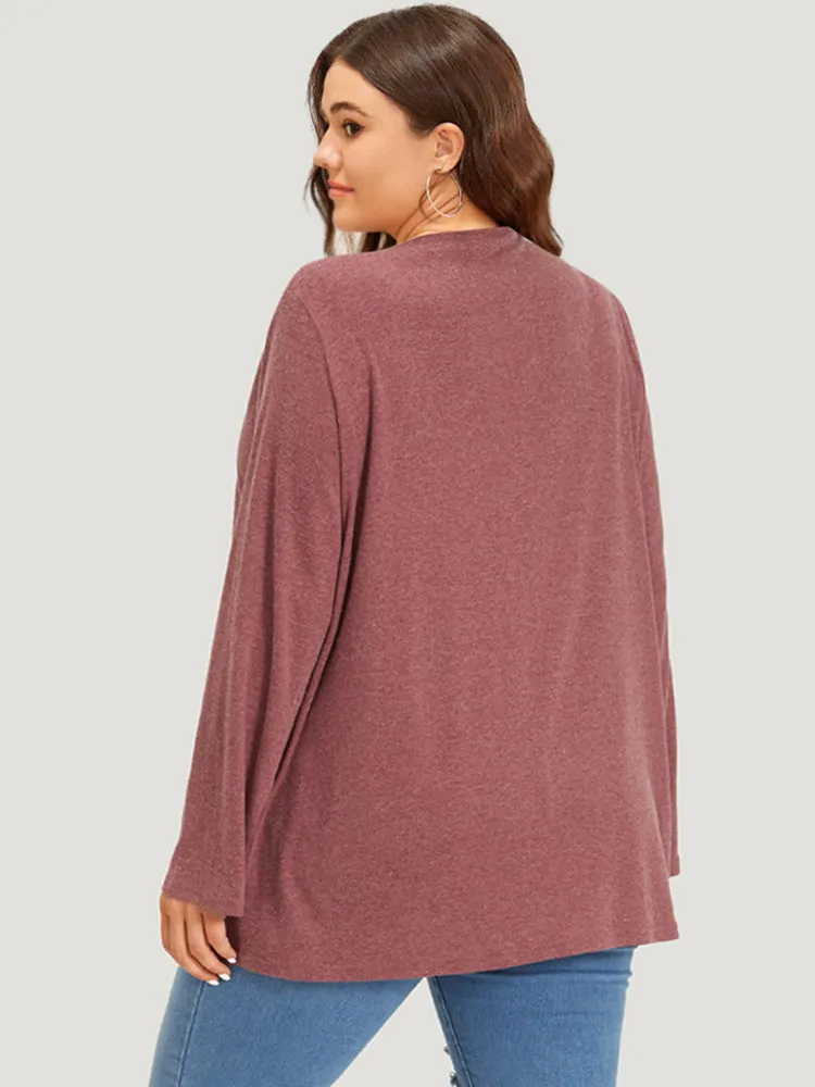 Plain V Neck Button Up Tab Sleeve T-shirt sold by Bloomchic product image thumbnail 2