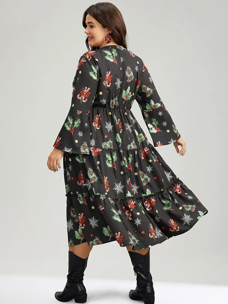 Christmas Notched Pocket Elastic Waist Dress sold by Bloomchic product image thumbnail 3