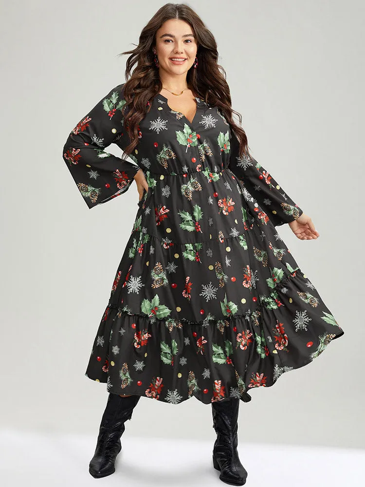 Christmas Notched Pocket Elastic Waist Dress sold by Bloomchic product image thumbnail 2