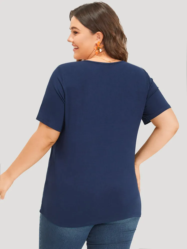 Guipure Lace Round Neck Frill Trim Flutter T-shirt sold by Bloomchic product image thumbnail 2