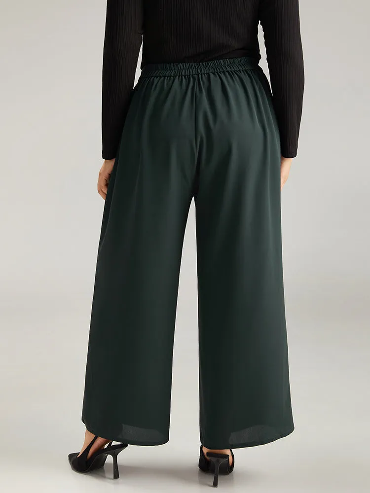 Anti-Wrinkle Plain Button Detail Wide Leg Pants sold by Bloomchic product image thumbnail 3
