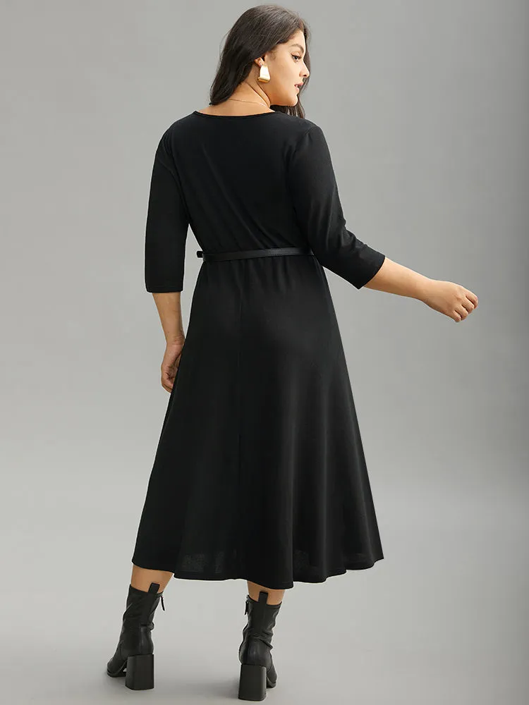 Guipure Lace Buckle Detail Belted Pocket Dress sold by Bloomchic product image thumbnail 5