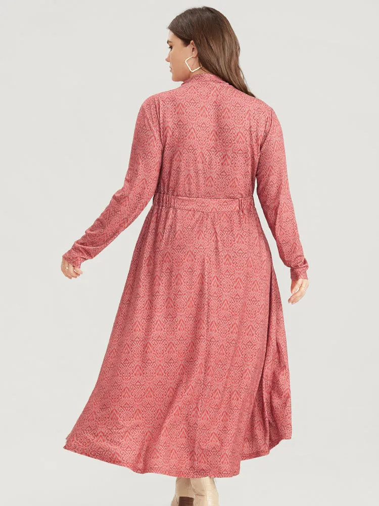 Bandana Print Mock Neck Pocket Ruffle Hem Dress sold by Bloomchic product image thumbnail 4