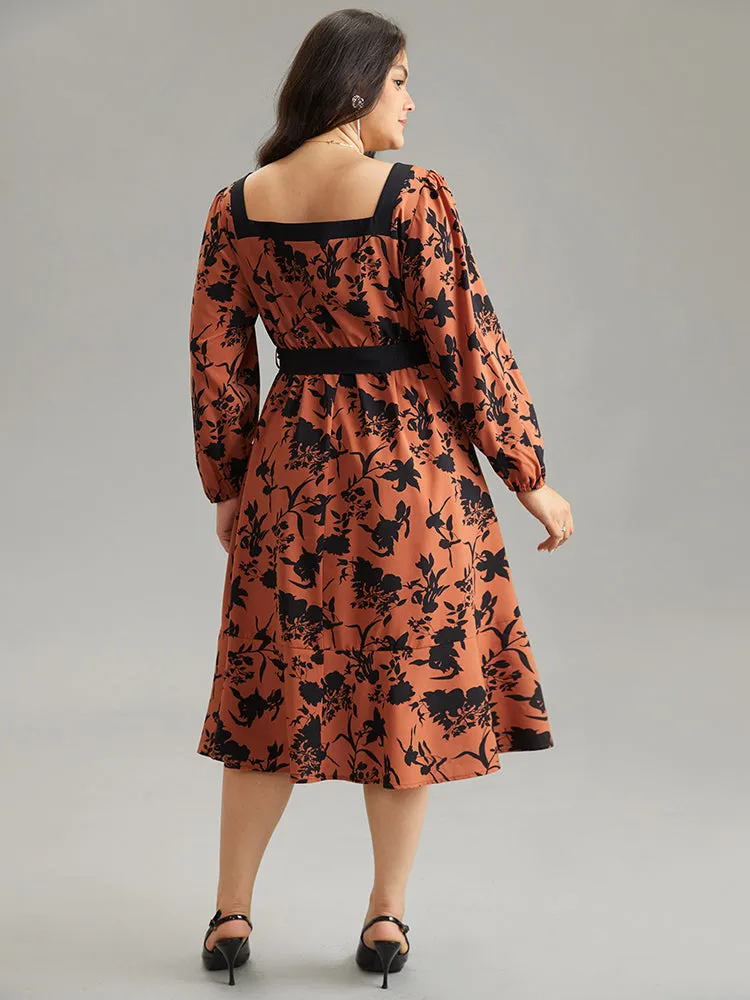 Silhouette Floral Print Square Neck Belted Dress sold by Bloomchic product image thumbnail 3