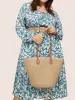 Large Capacity Woven Shoulder Tote Bag sold by Bloomchic